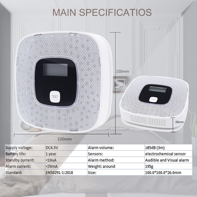 Good Quality Battery operated home co alarm system smart alarm EN50291 CO Detector
