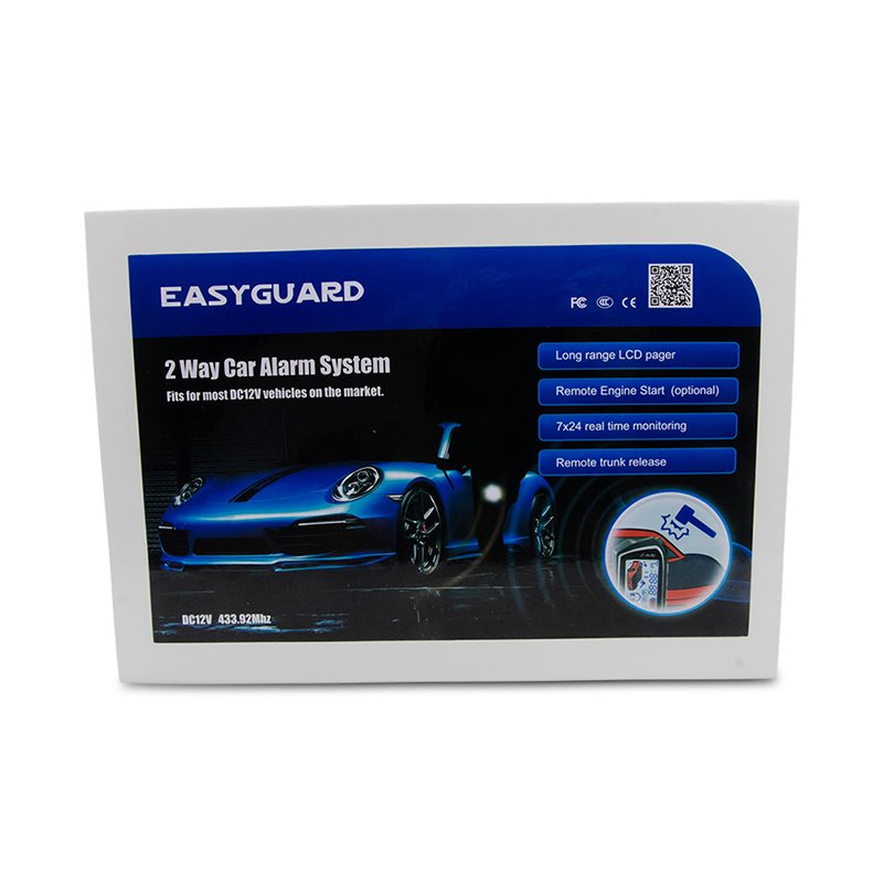 Hot Sale EASYGUARD EC205 2 way LCD pager display remote engine start shock alarm warning remote start car alarm system
