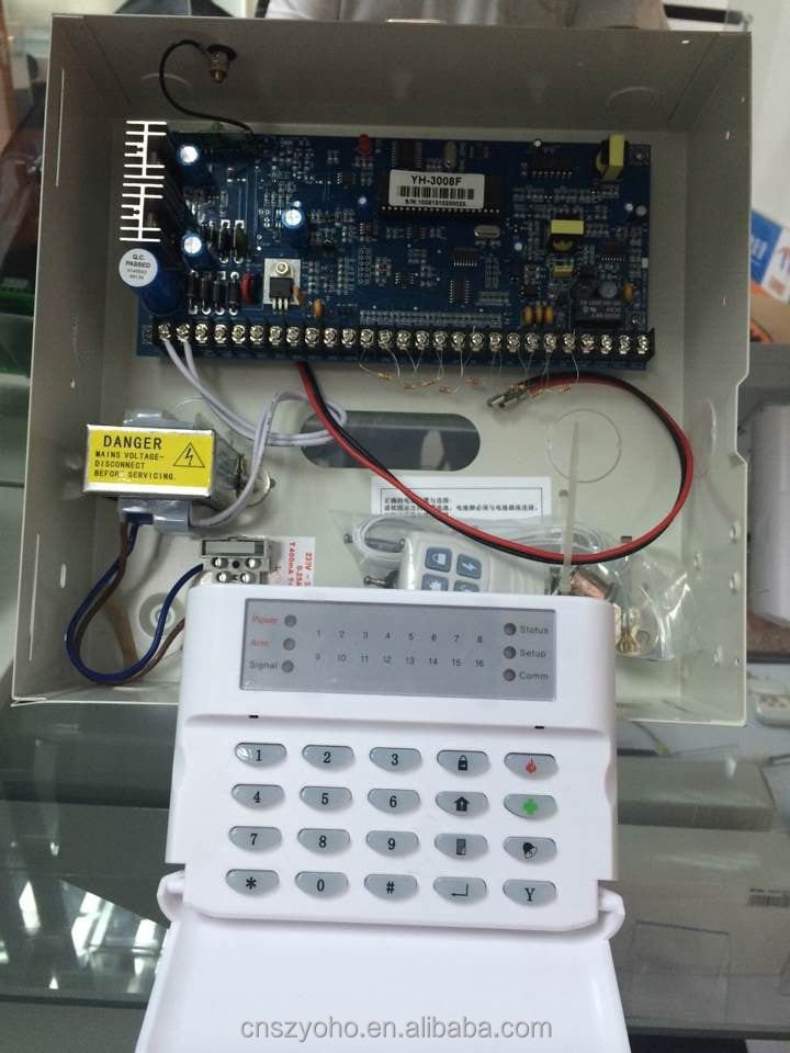 Metal housing Control Panel Burglar Alarm System 8 Wired Zones And 8 Wireless Zones PSTN Home Security Alarm System