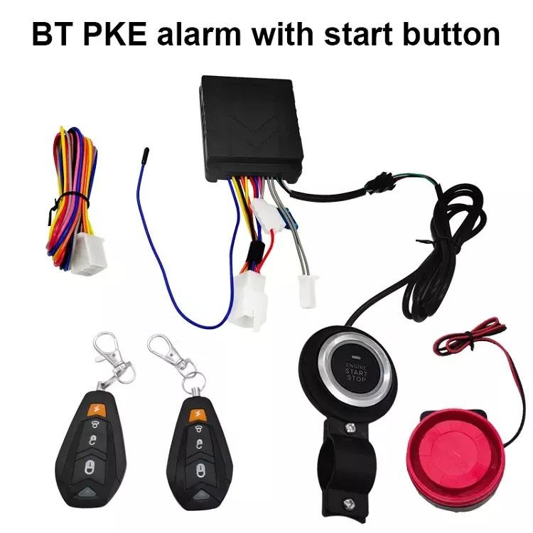 Universal motorcycle alarm PKE one click push button remote engine start smart phone APP BT control motorcycle alarm system