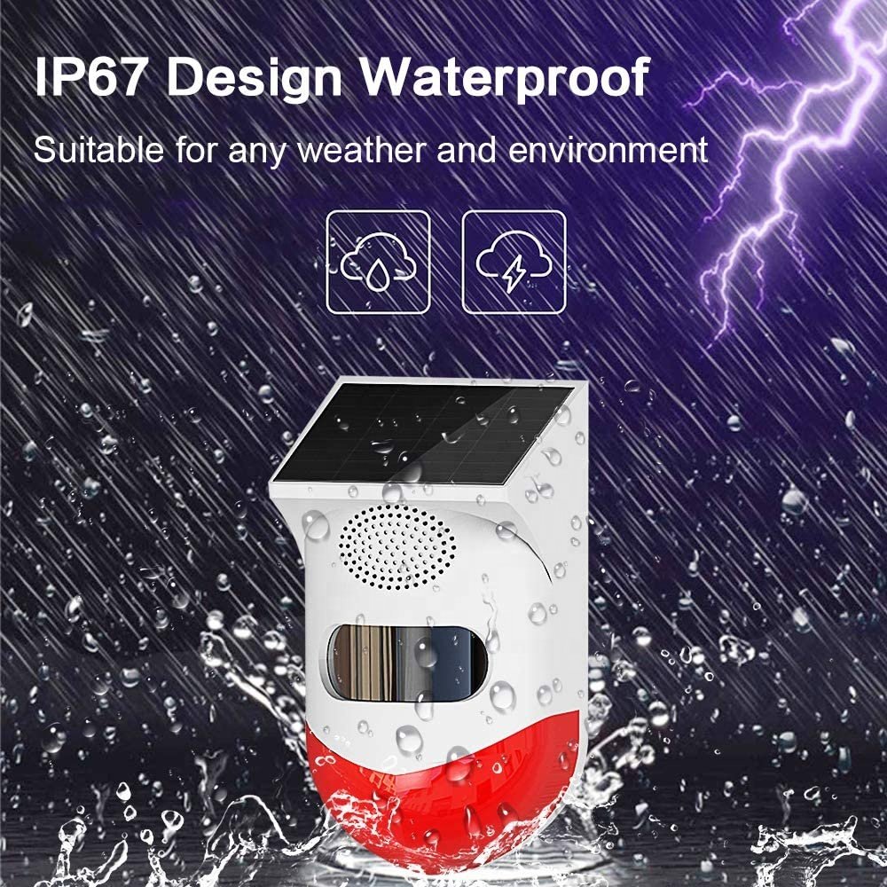 Upgrade Version Outdoor Waterproof Smart PIR Motion Detection Remote Control Solar Energy Infrared Alarm