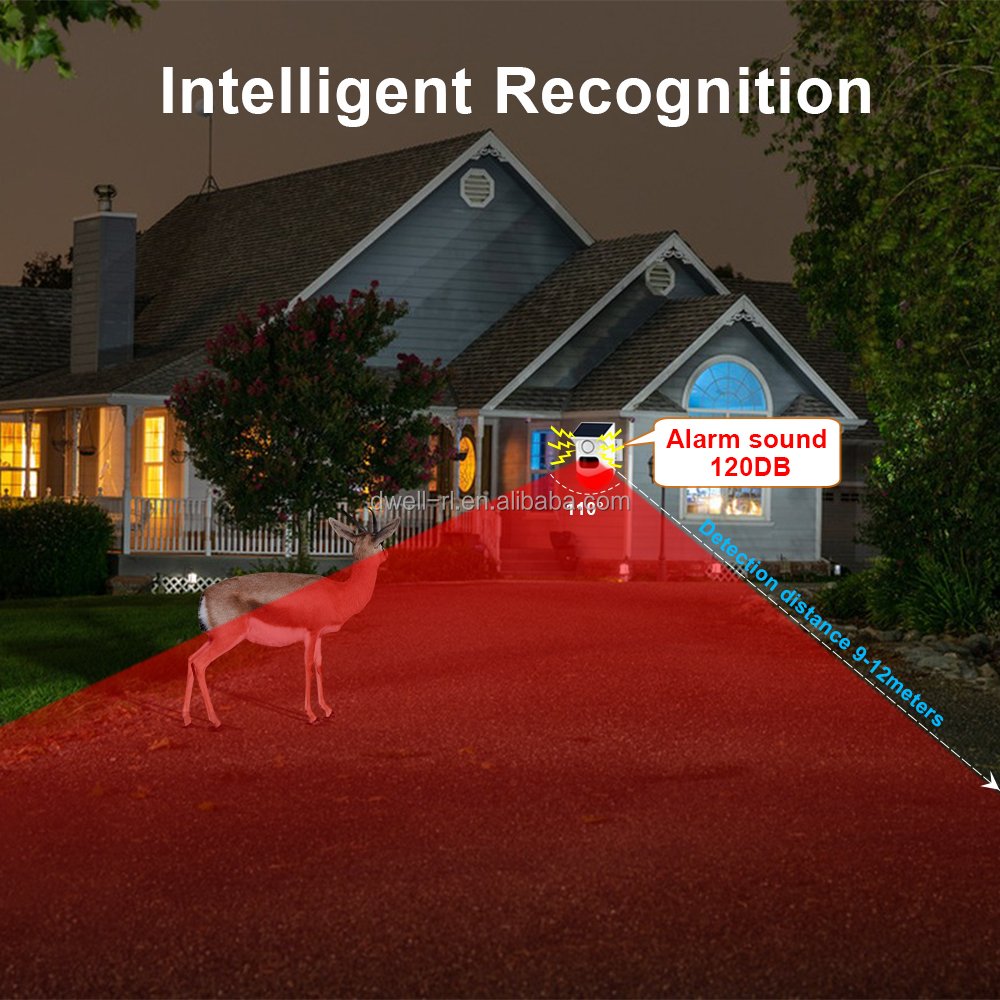 Upgrade Version Outdoor Waterproof Smart PIR Motion Detection Remote Control Solar Energy Infrared Alarm