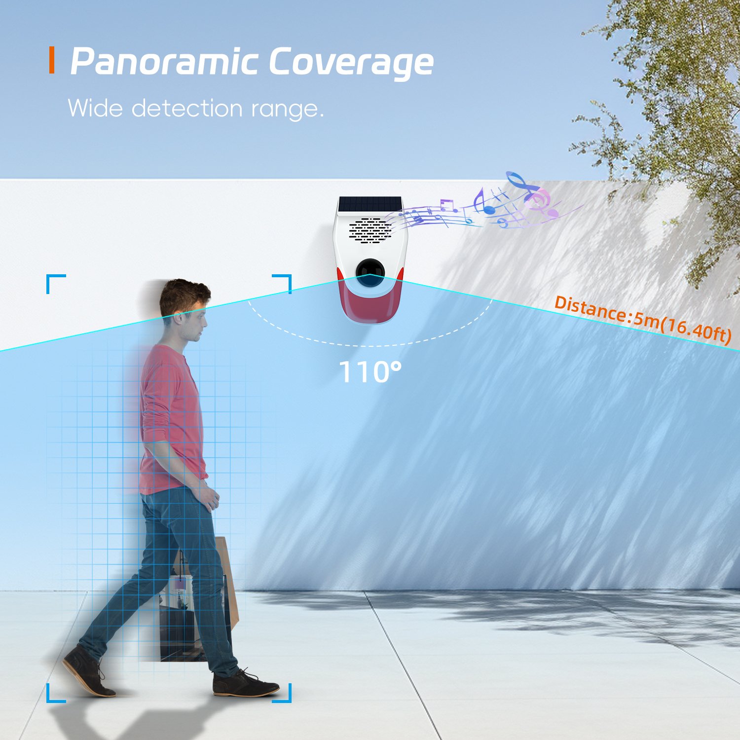 Wireless Waterproof Outdoor PIR Infrared Motion Detector Voice Announcer Solar Charging Alarm System for Farm Villa Security