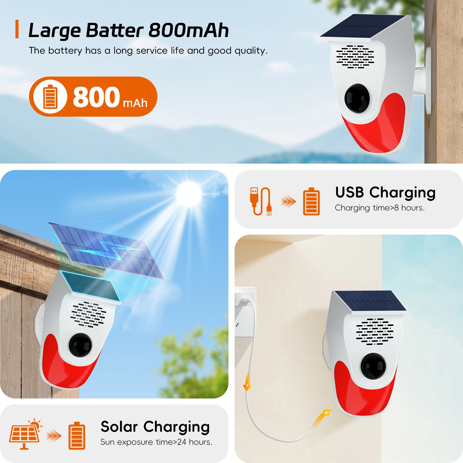 Wireless Waterproof Outdoor PIR Infrared Motion Detector Voice Announcer Solar Charging Alarm System for Farm Villa Security