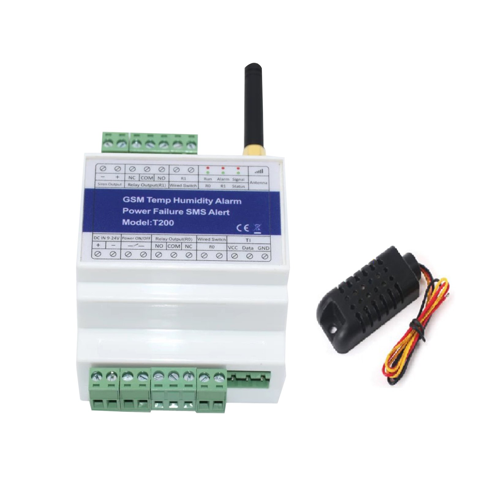 2/4G Optional T200 Alarm System GSM SMS Remote Control Temperature Humidity Status Monitor Alarm With 2 Relay Output