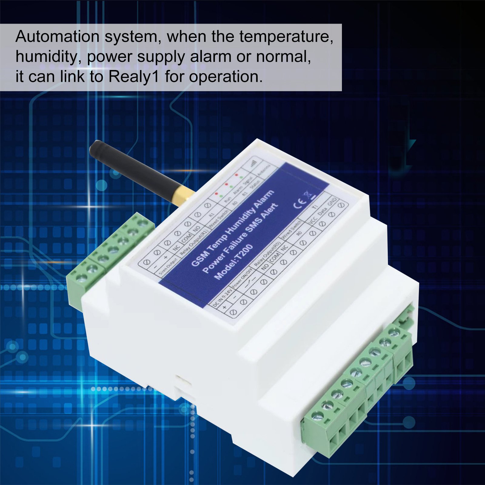 2/4G Optional T200 Alarm System GSM SMS Remote Control Temperature Humidity Status Monitor Alarm With 2 Relay Output