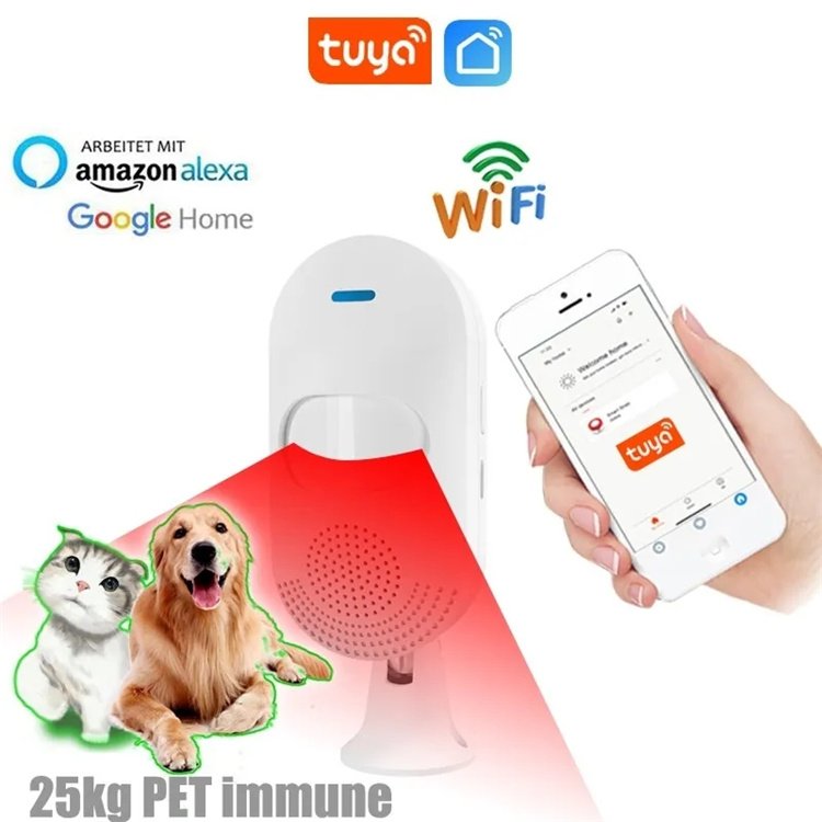 Smart Tuya Wifi Wireless System Network Infrared Indoor Pir Detector Wireless Alert Anti-Theft Home Security Motion Sensor Alarm