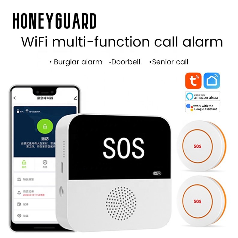 HONEYGUARD HSG005 Tuya Wifi SOS Alarm System Panel 433mhz Wireless Smart Home House Security Panic Tuya Alarm Systems