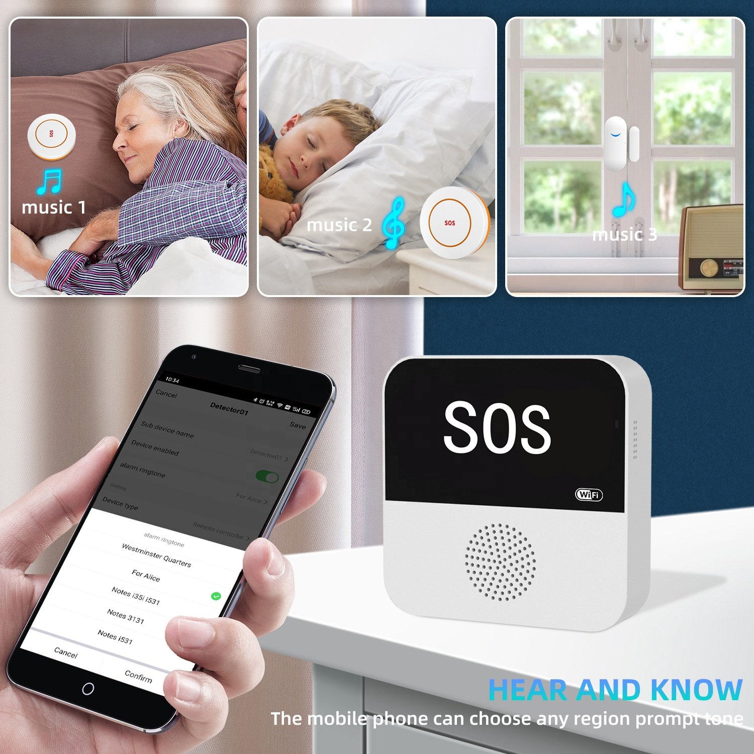 HONEYGUARD HSG005 Tuya Wifi SOS Alarm System Panel 433mhz Wireless Smart Home House Security Panic Tuya Alarm Systems