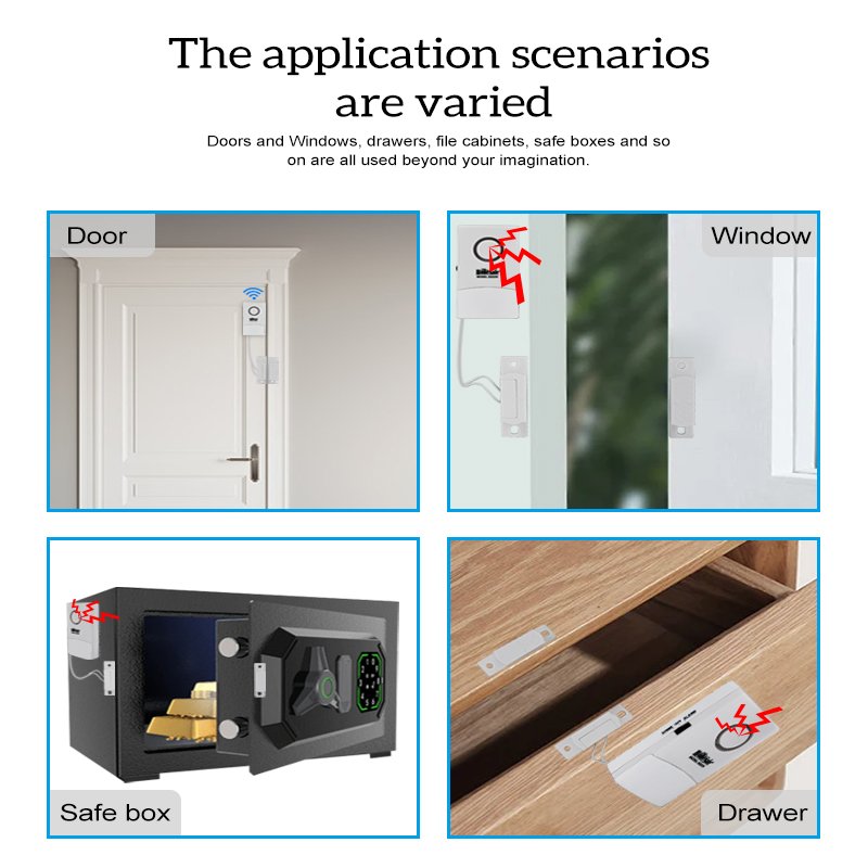 Customized services door sensor 9V battery powered home door and window safety wired magnetic switch alarm