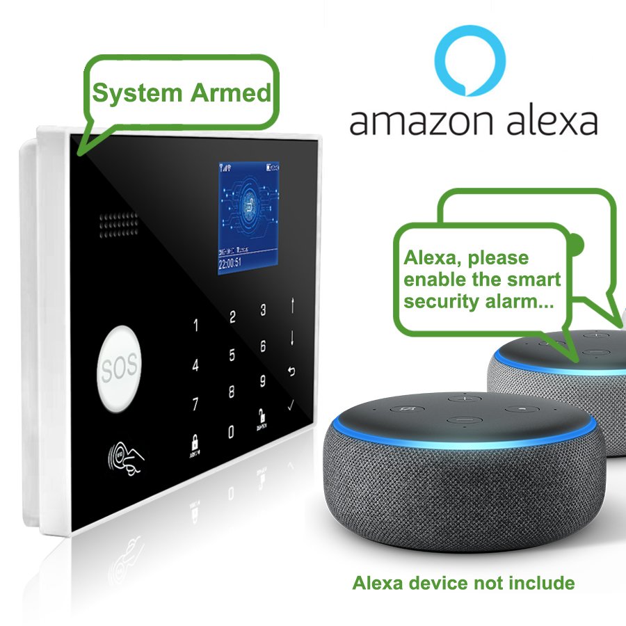 Home Burglar Alarm Wireless & Wired Detector RFID TFT Touch Keyboard 11 Languages 433MHz Compatible Alexa Wifi GSM Alarm System