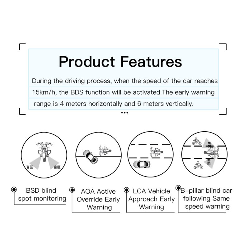 Factory outlet bsd bsm car lane change assist blind spot detection system for motorcycle 77ghz millimeter wave radar sensor