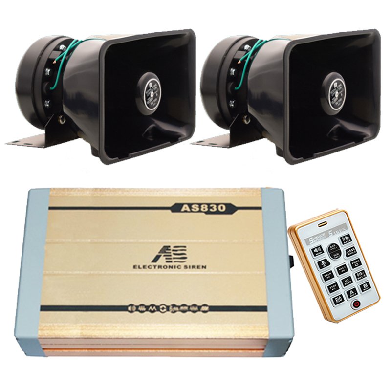 400W 12V 20 Sound Speakers Loud Car Horn Siren Air Horn Megaphone Tone Emergency Motorcycle Mic PA System Amplifier Hooter