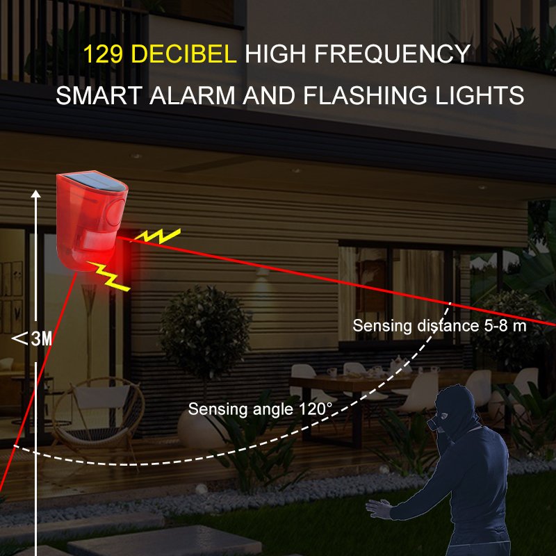NEW Solar Alarm System Solar Security light PIR Motion Sensor IP65 Solar Siren Solar intruder alarm
