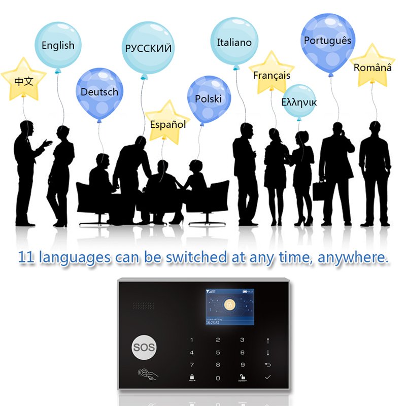 APP RFID Control GSM 2g 4g SIM card SOS Button Home security Alarm system Menu screen Waterproof remote control Touch Keyboard