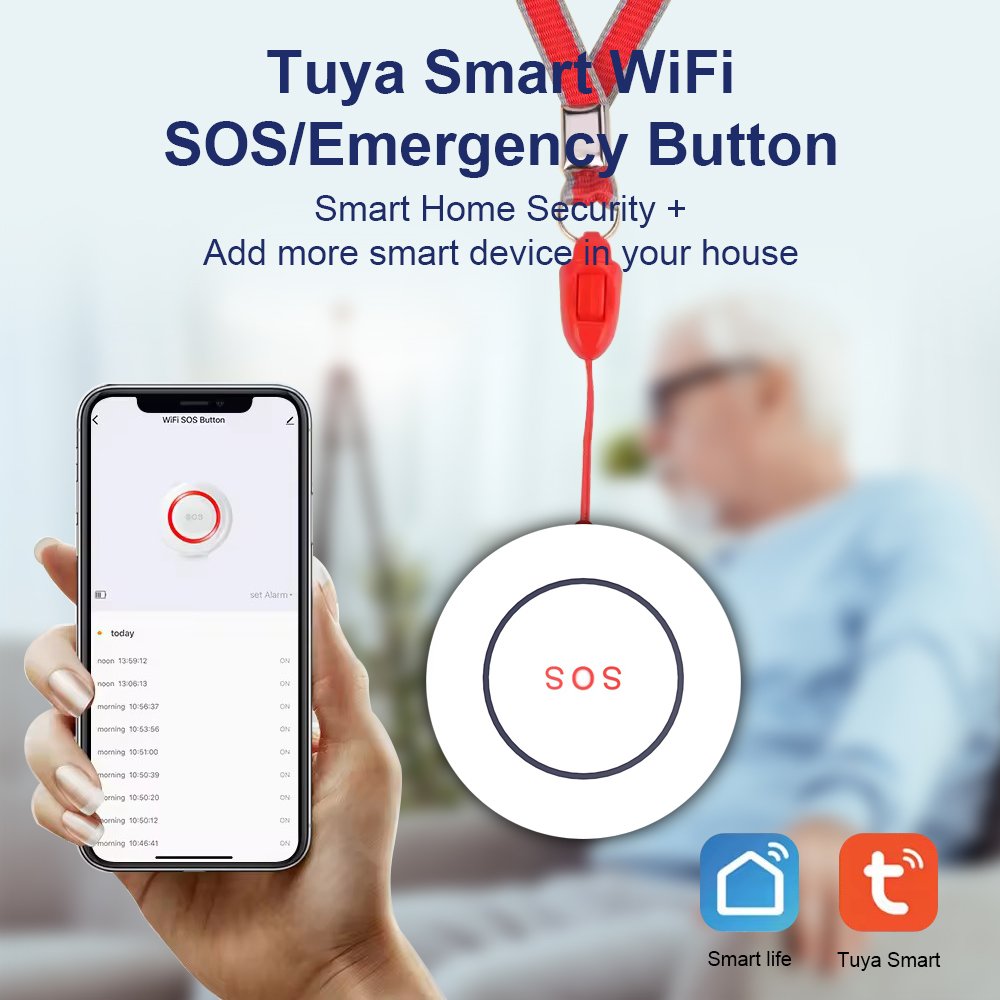 Wolf guard Smart Tuya wifi security standalone alarm system WIFI SOS button safety alarm keychain