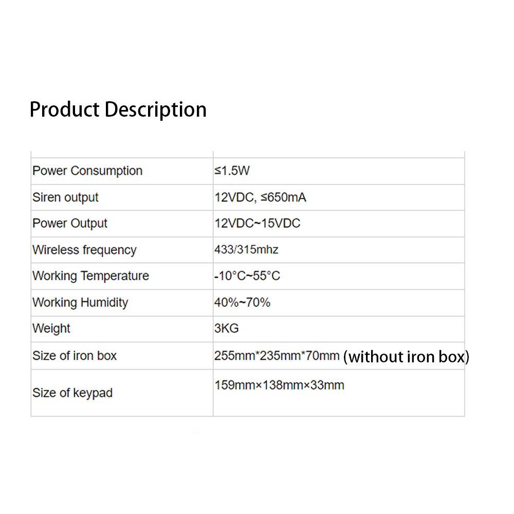8 Zones Wired and 16 Wireless Alarm Control Panel PSTN Alarm System With Keyboard without iron box