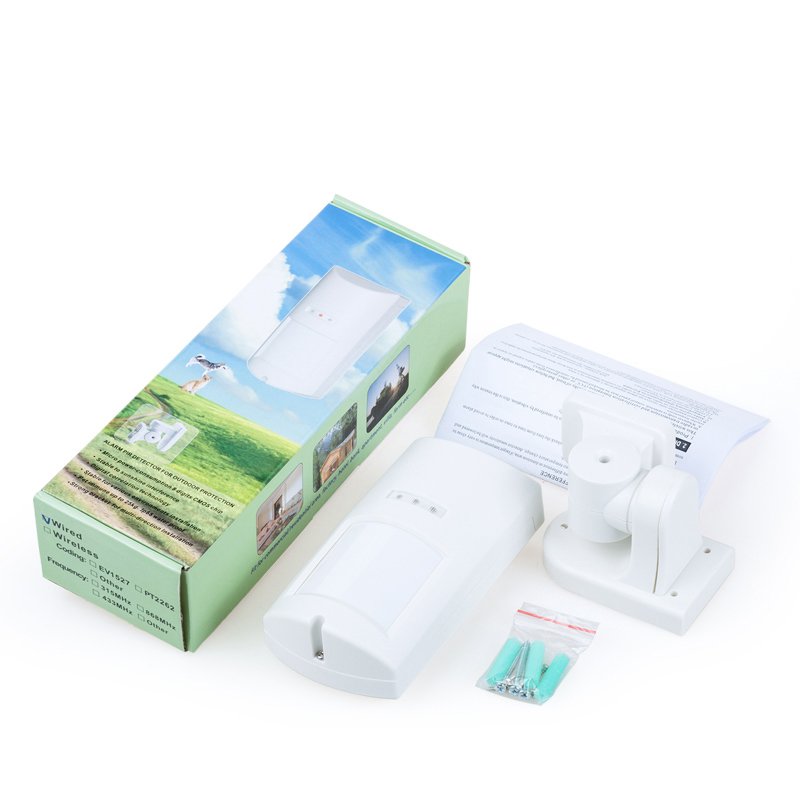 outdoor wireless wall mounted motion sensor pir sensor high low sensitivity adjustment anti-pet anti-white light anti-tamper