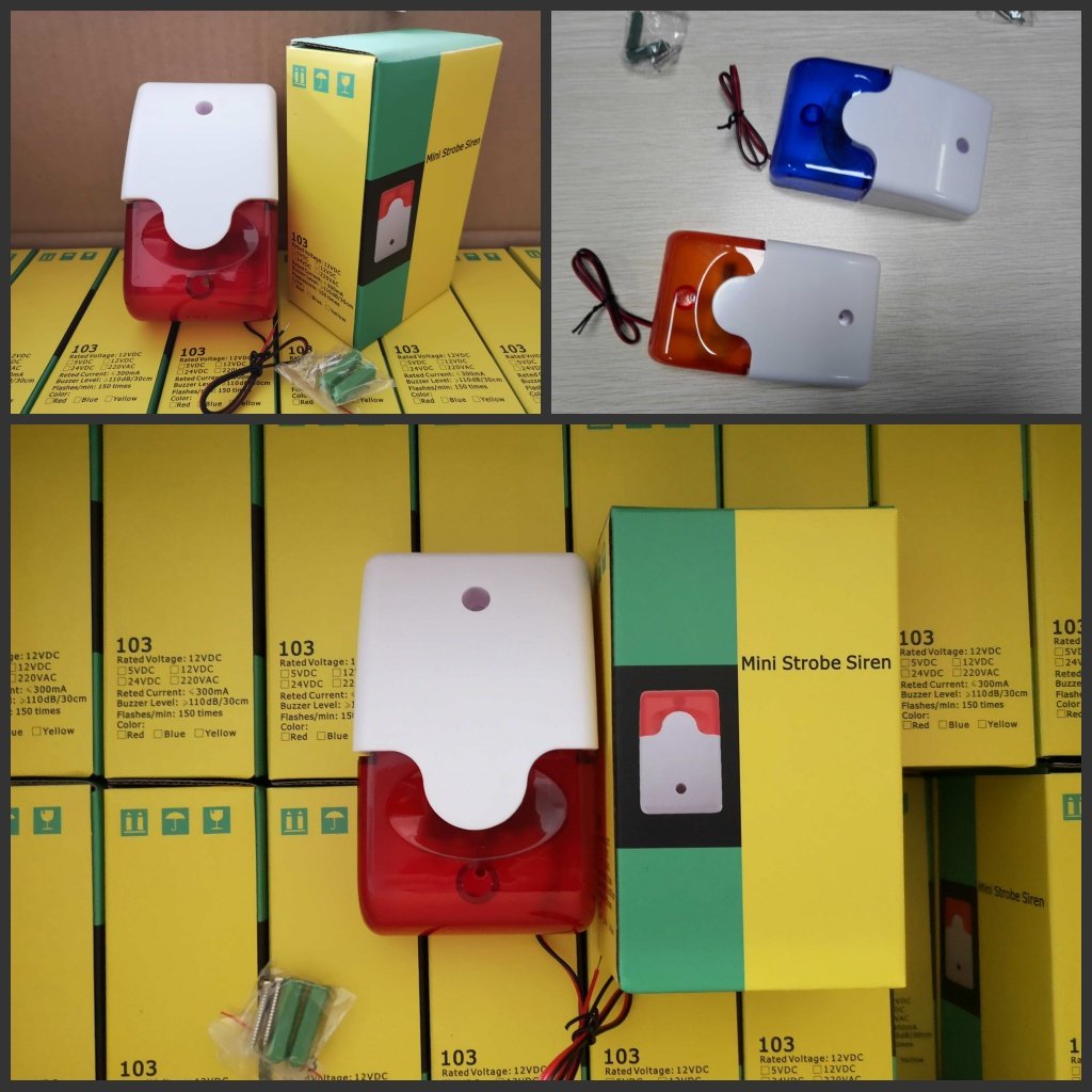 HC-103 Security Alarm Siren 12V Wired Indoor Siren Alarm Audible and Visual Alarm Siren With Strobe Light