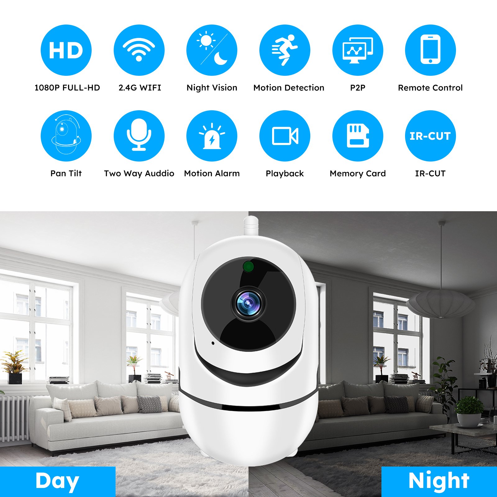 Smart Home Security Systems 3 pieces 1080P Alarm Tracking PIR motion Camera Door sensor SOS
