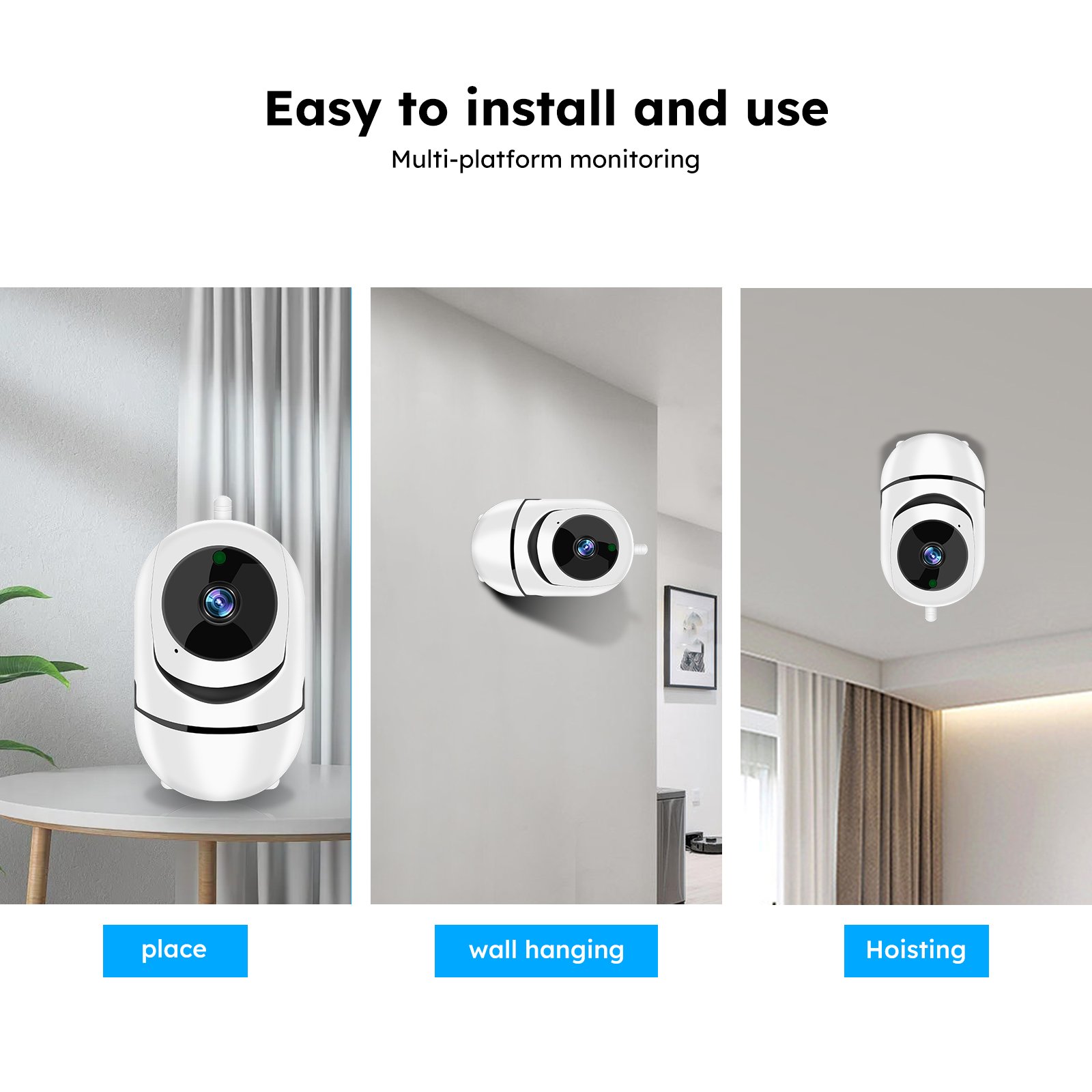 Smart Home Security Systems 3 pieces 1080P Alarm Tracking PIR motion Camera Door sensor SOS
