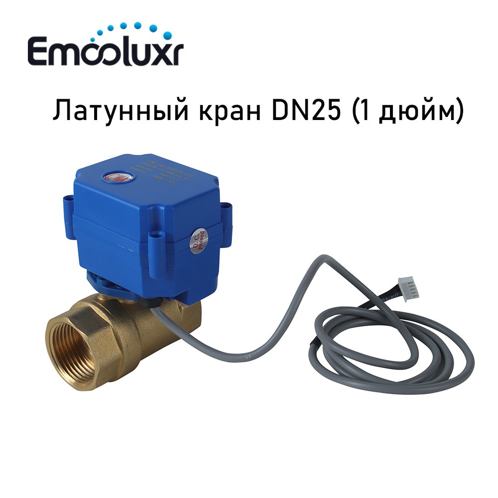 DN25 (1 inch) electric valve water flow sensor alarm system self-check every month with 6-meter water leak sensor for leakage