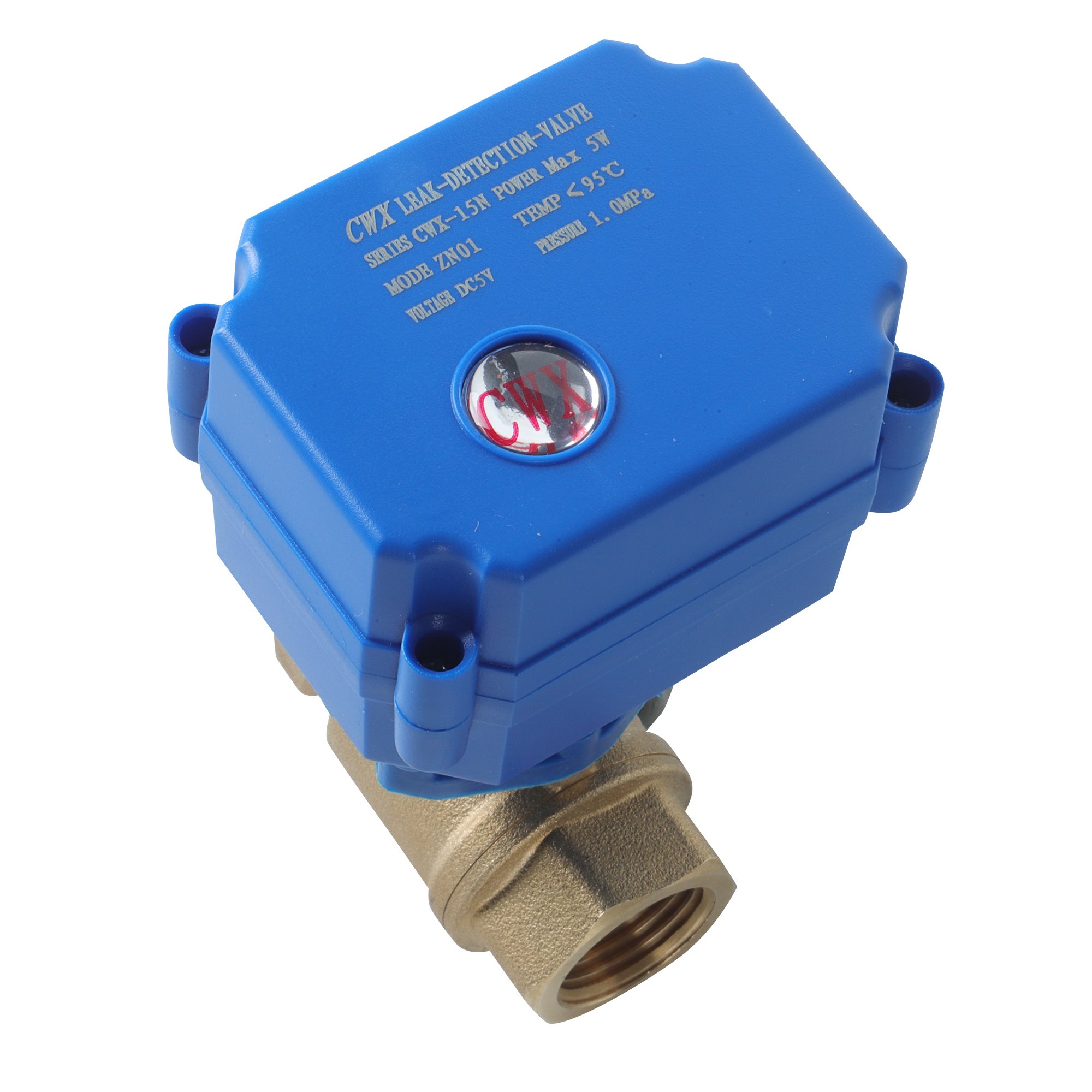 DN25 (1 inch) electric valve water flow sensor alarm system self-check every month with 6-meter water leak sensor for leakage