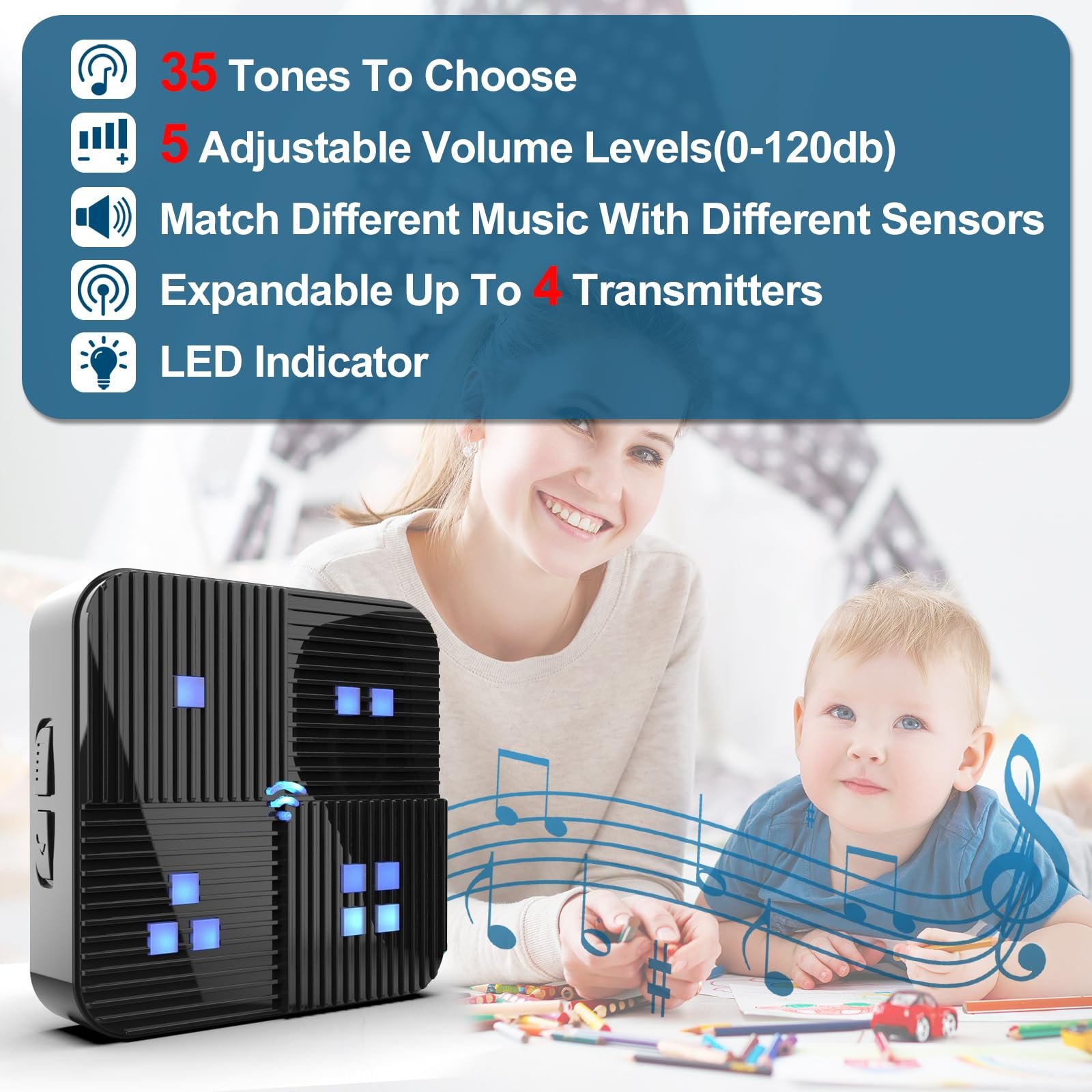 2024 New Product Daytech 1/2 Mile Long Range Weather Resistant Motion Sensor Detector Driveway Alarm System