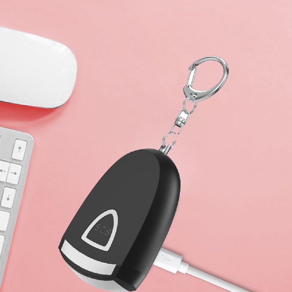 130dB Siren Portable Emergency Sos Security Self Defense Alarm Keychain for Women Kids Usb Recharge Alarm Personal Key Chain Set