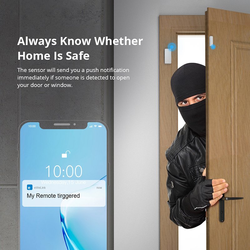 SONOFF Wireless Door Window Sensor App DW2 RF 433Mhz Notification Alerts Alarm Works With RF Bridge For Smart Home Security