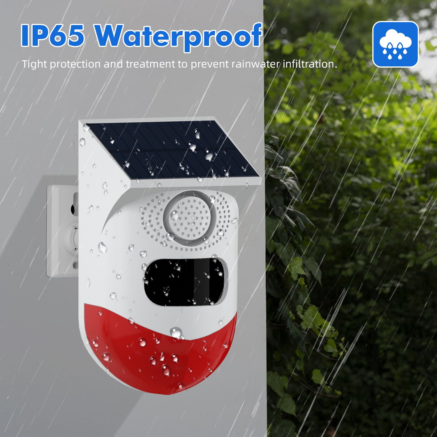 Tuya Outdoor Wireless Smart Solar Powered Alarm Home Waterproof WiFi & RF PIR Motion Sensor Detector 120db Sound Strobe Siren
