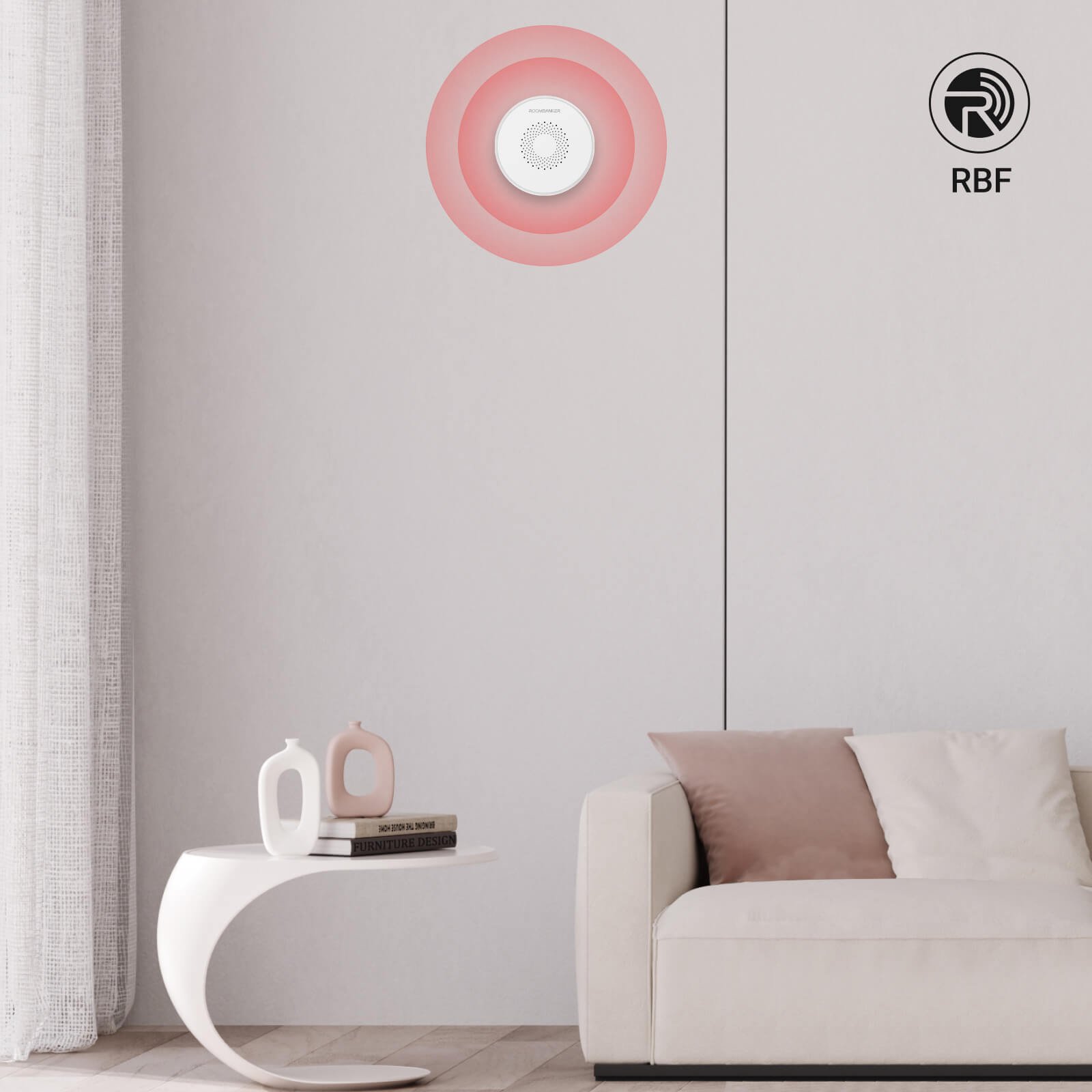 Roombanker Wireless Indoor Siren built-in LED indicators and a Powerful Buzzer Audible Alarm from 85dB to 105dB