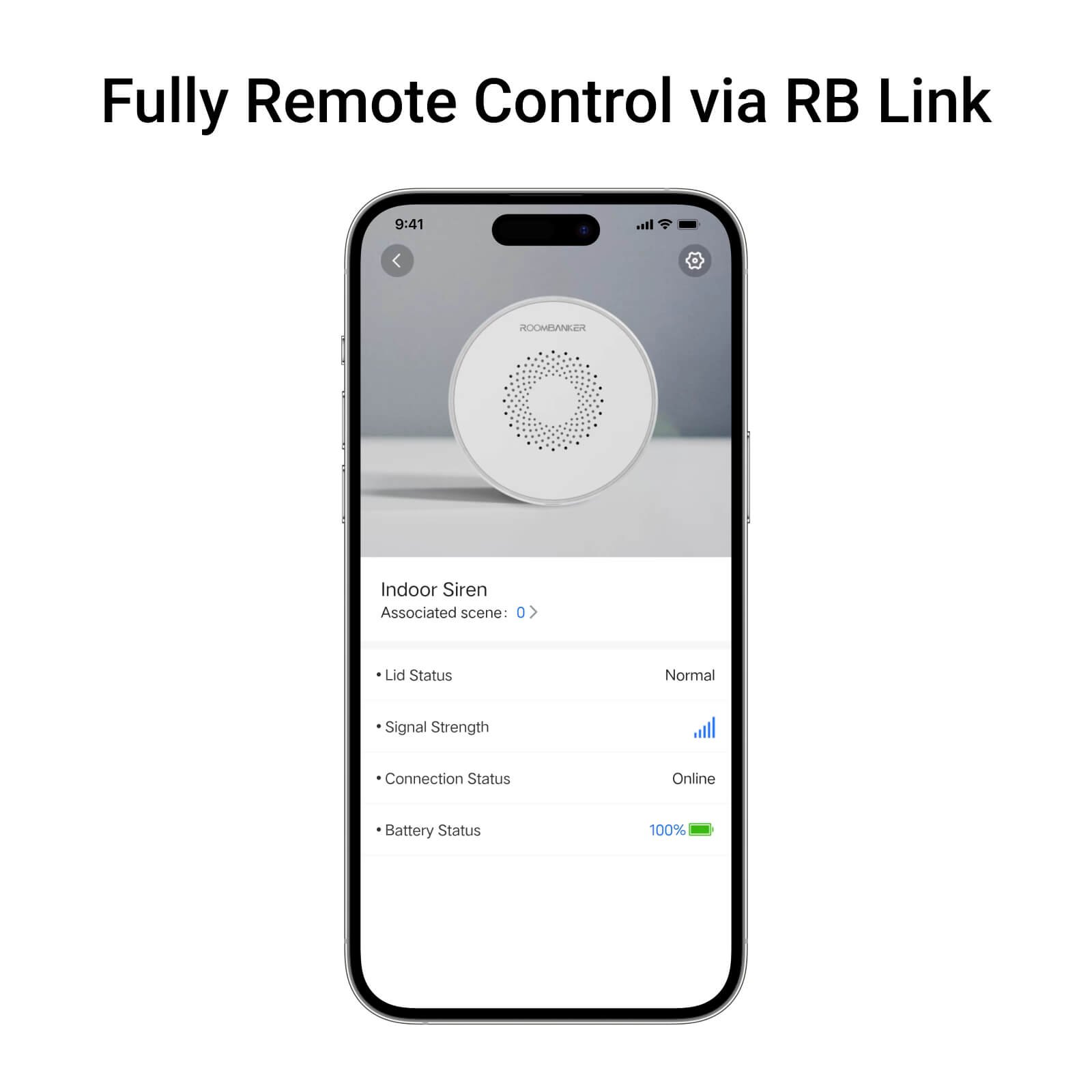 Roombanker Wireless Indoor Siren built-in LED indicators and a Powerful Buzzer Audible Alarm from 85dB to 105dB