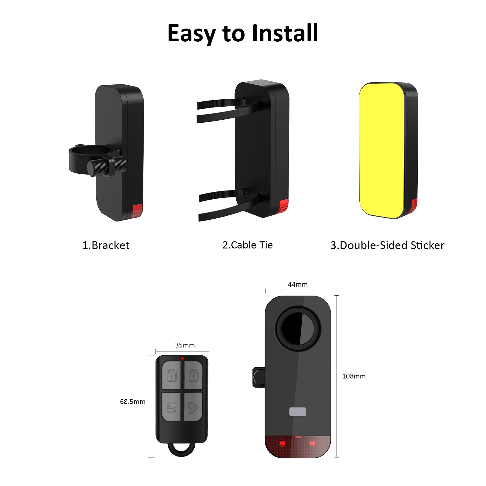 Safety gadgets Wireless Anti theft Bike Alarm 120dB Motorcycle Bicycle anti theft alarm Remote control 300m LED red light