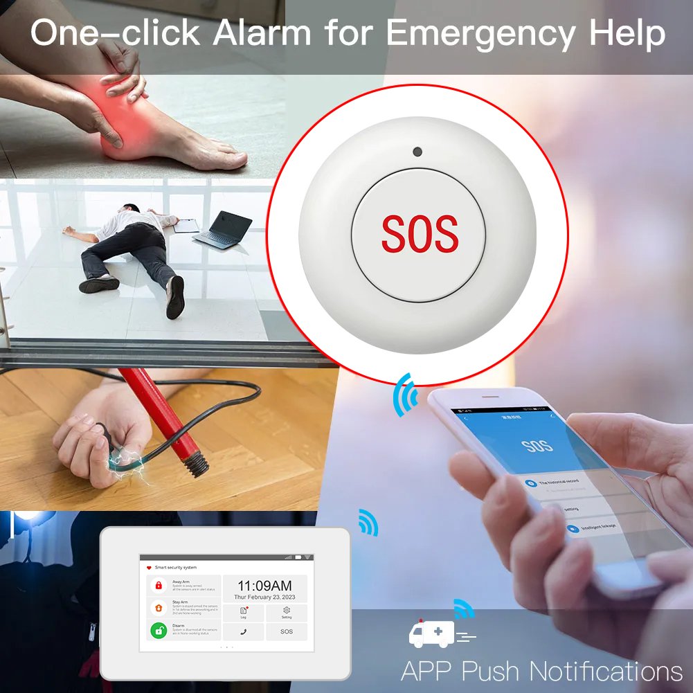 433Mhz SOS Button for home alarm system with long distance 80M control from the alarm panel