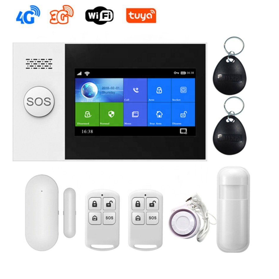 Tuya Smart WiFi GSM Alarm System 4.3 Inch Touch IPS Screen Remote Control Siren Alarm Smart Home Kit
