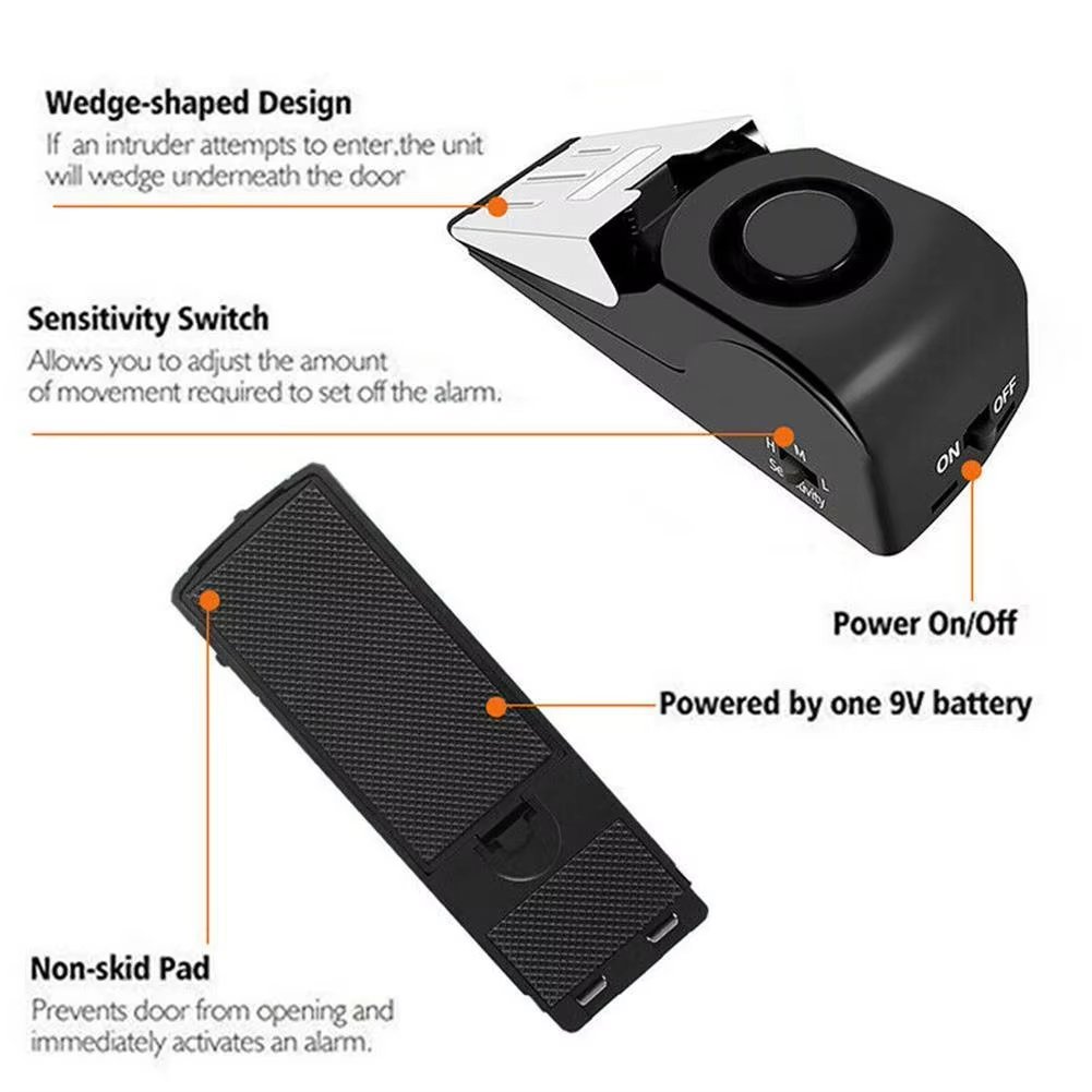 120 DB Anti-theft Burglar Stop System Security Home Alarm System Door Block Blocking Home Wedge Stopper Shaped Safety Stop