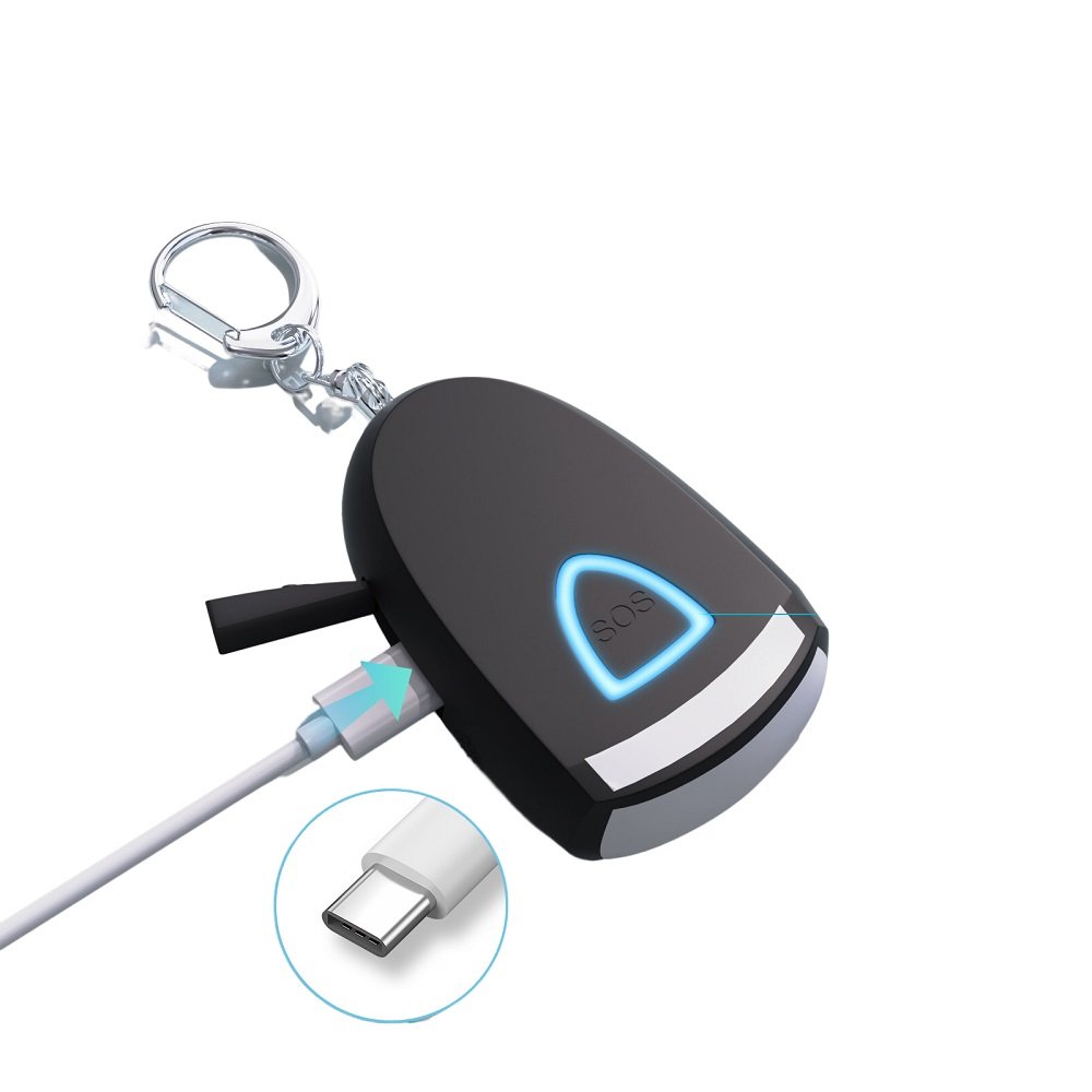 Rechargeable by Type-C Usb Cable Personal Alarm Keychain Flashlight for Self Defense Emergency Mini Safety Custom Personal Alarm