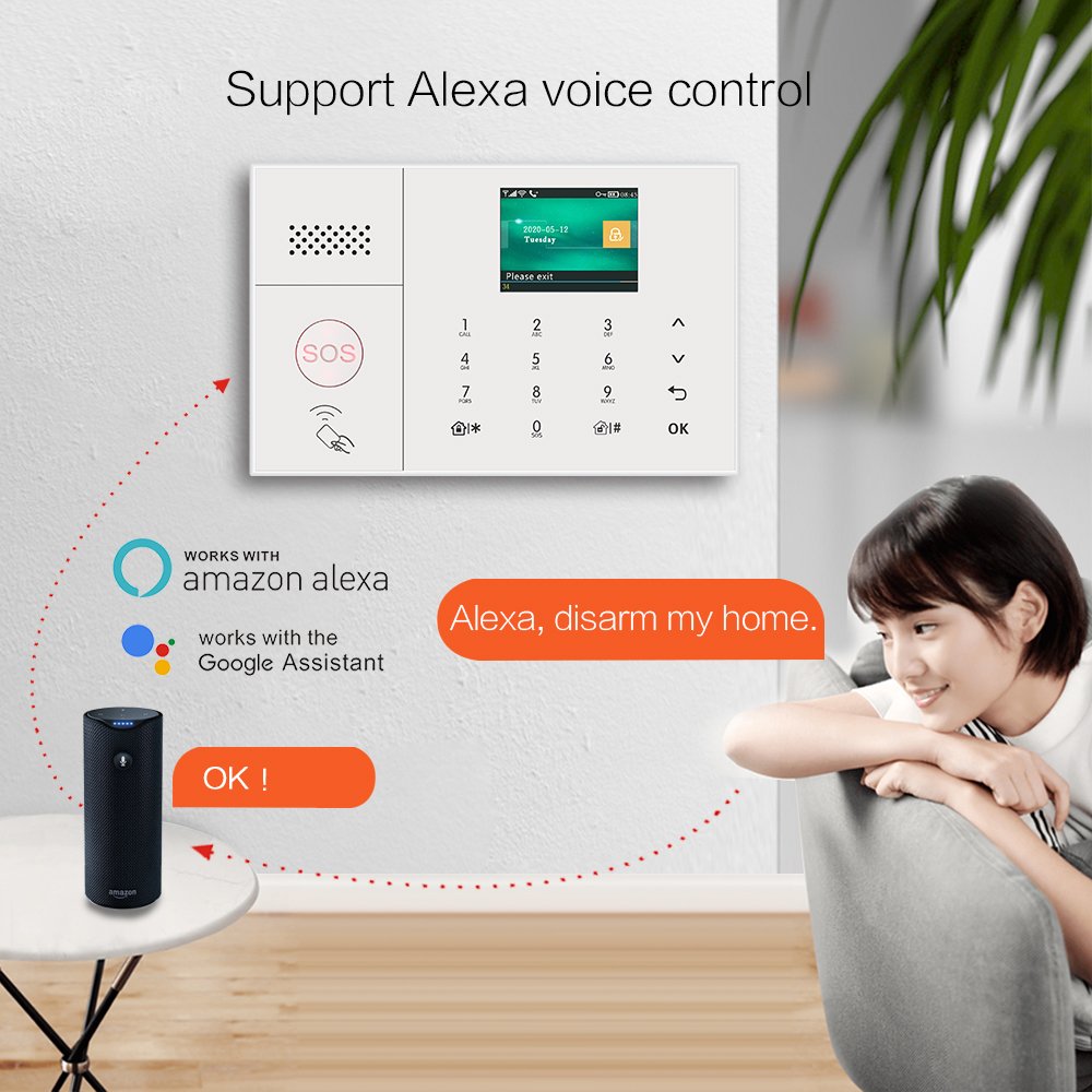 Best salesTUYA Wireless Alarm Security System GSM+WIFI+3G 4G with Accessories to use outdoor and home protect your safe