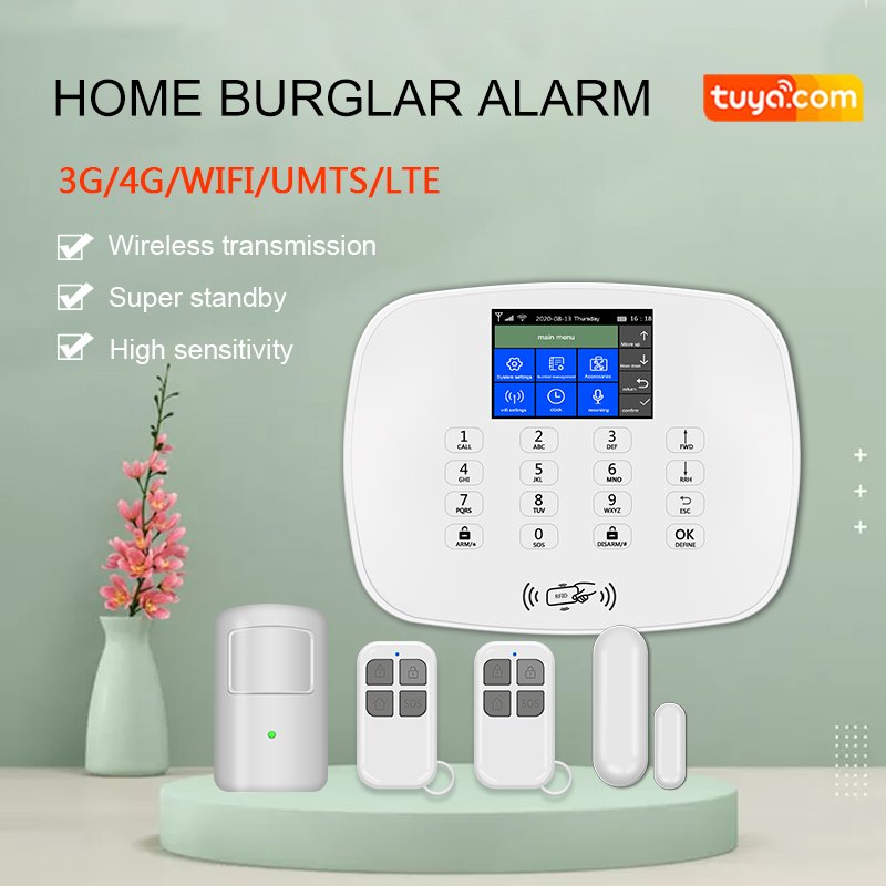 4g home alarm system with motion sensor window door sensor android ios app supported