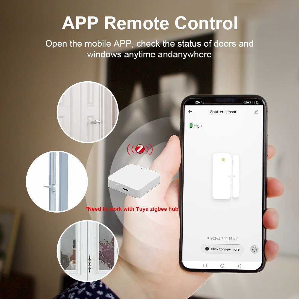 Tuya Smart Wireless Zigbee door and window opening sensor Home Security Automation System Door Contact Sensor