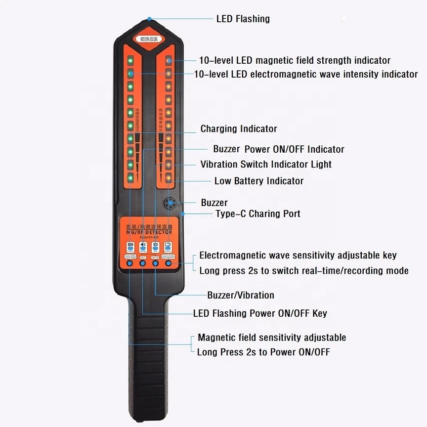 Handheld DS810 Anti-Tracking RF Signal Detector Wireless Camera for Mobile Phone Car GPS Alarm System Security Protection DS208