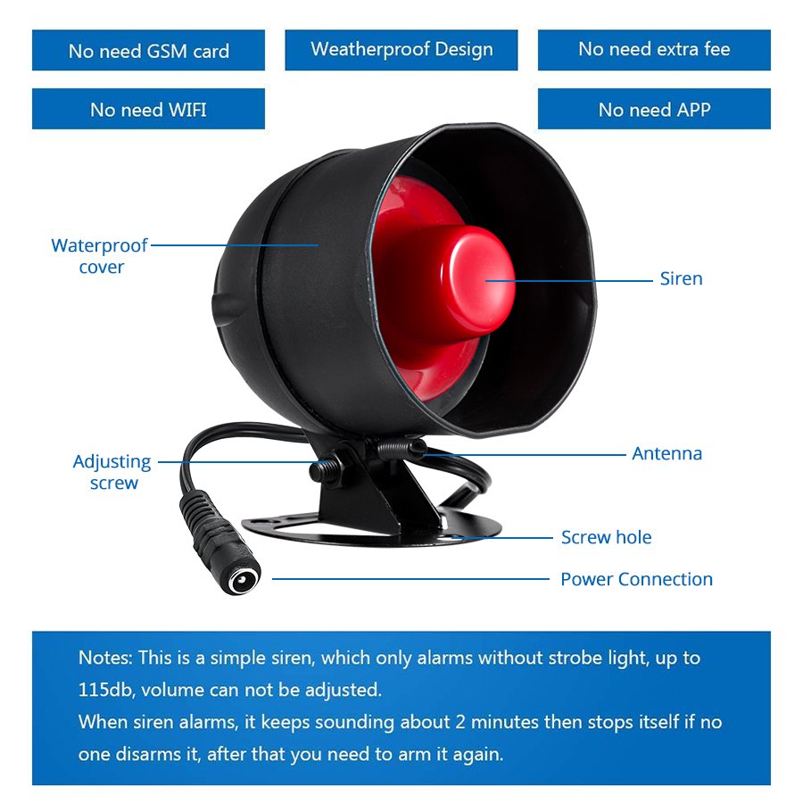 KERUI Loudly Speaker High Decibel Burglar Flash Siren Flood alarm Home Security Alarm Siren System Kit Home Security System