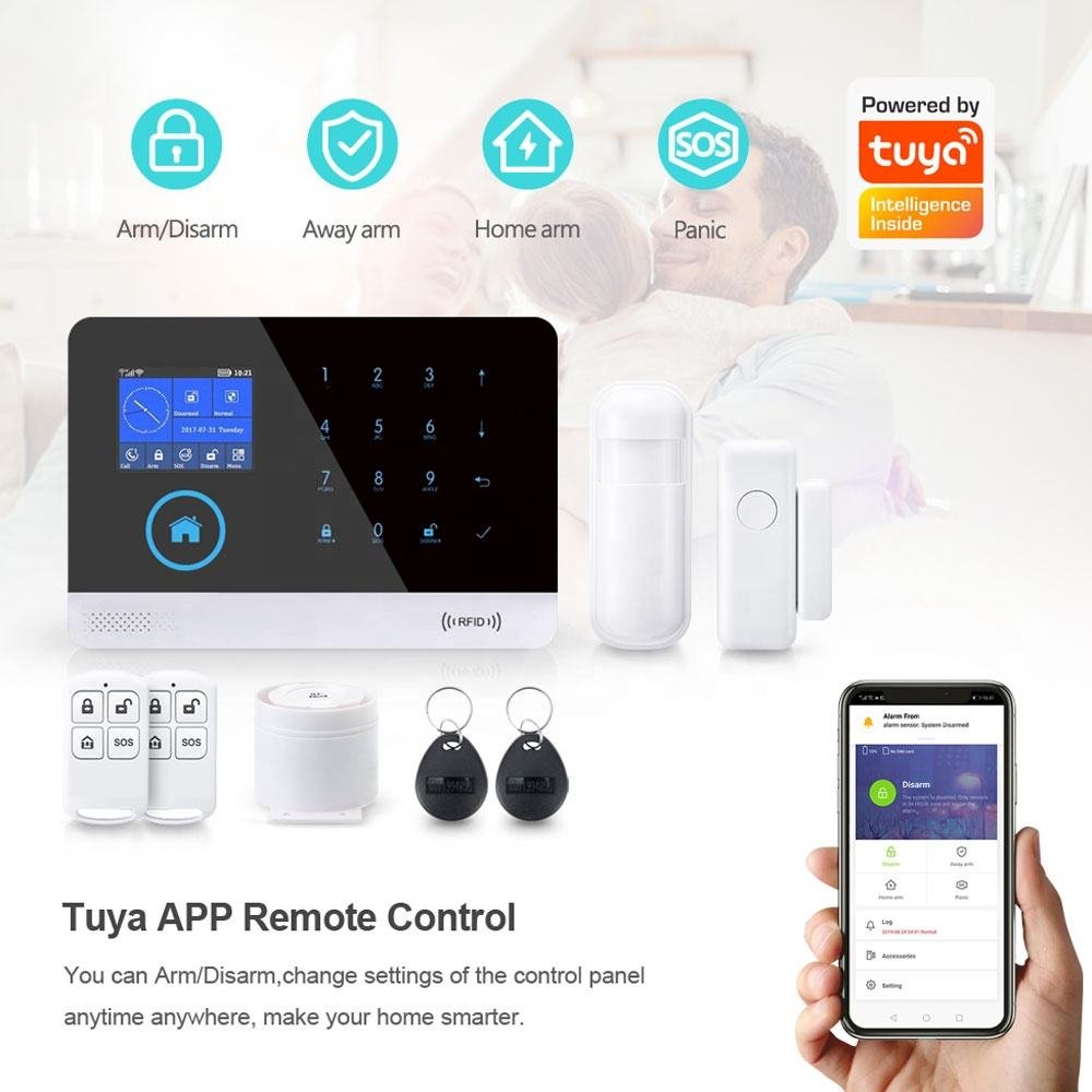 2024 New Home Burglar Alarm System GSM Wifi with Gas Detector Support PST-WG103T