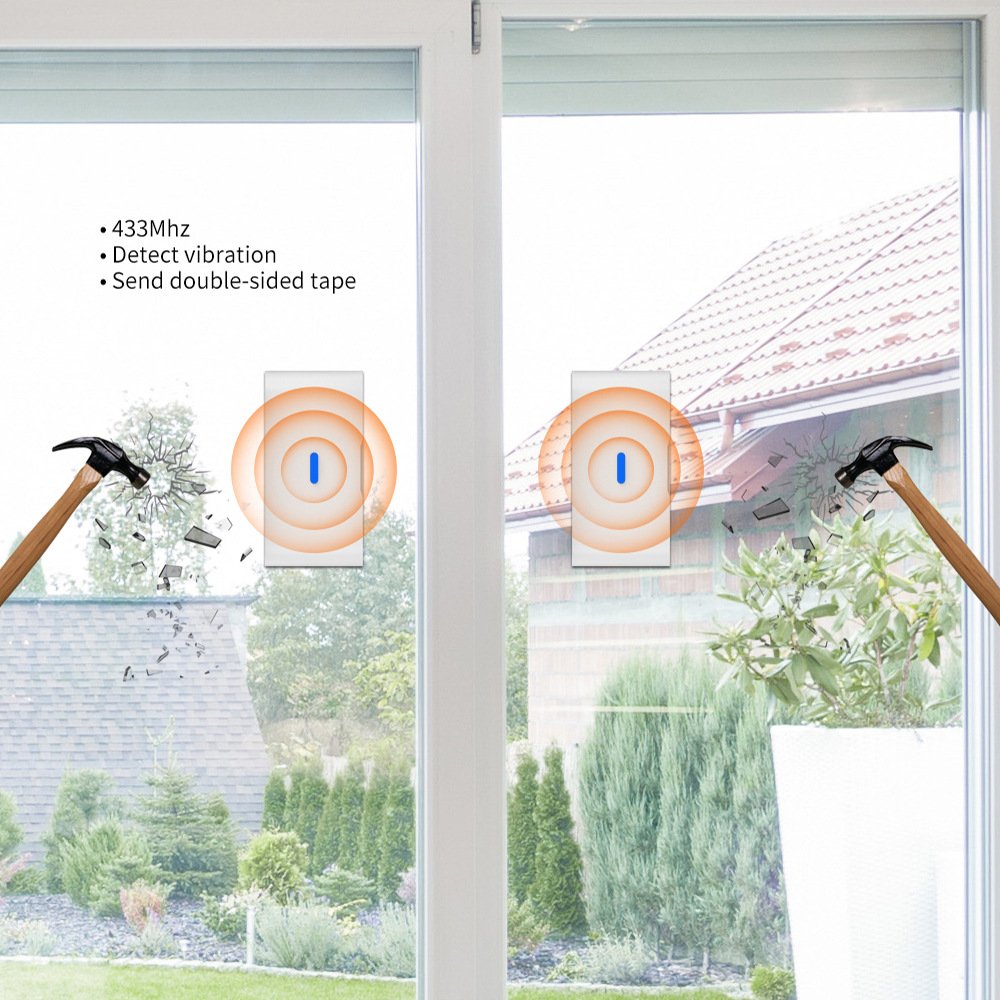 Drahtlose Fenster Glas Brechen Vibration Einbrecher Sensor Alarm Home Sicherheit Alarm Detector System