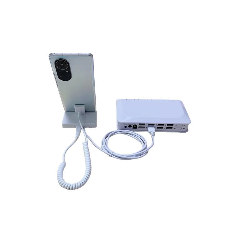 Mobile phone 8 USB ports centralized alarm system 120db retail store desktop exhibition phone security anti theft stand