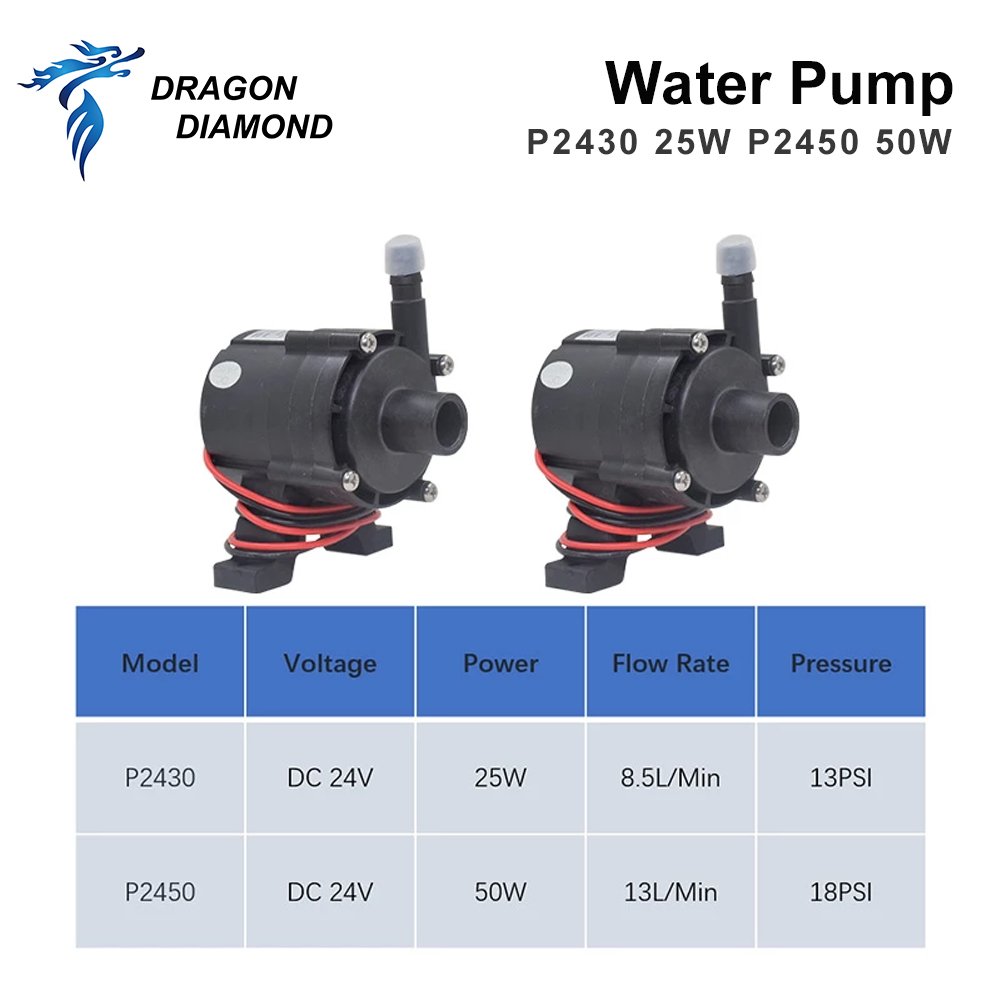 Dragon Diamond Water Pump 25W 50W P2430 P2450 For S&A Industrial Water Chiller CW3000 CW5000 CW5200 series laser cut machine