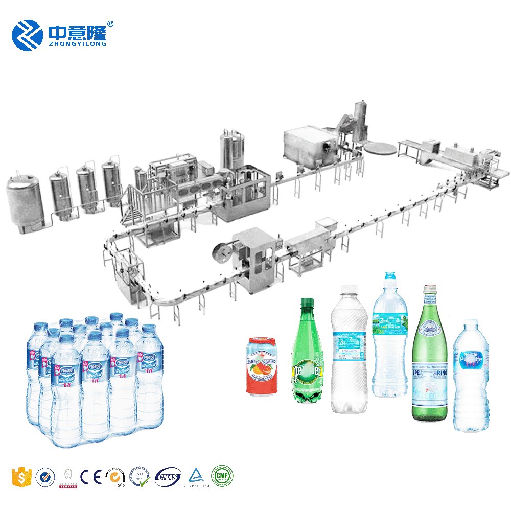 Complete Bottle 500ml water production line including blowing/water treatment/filling/labeling/packaging machine for water plant