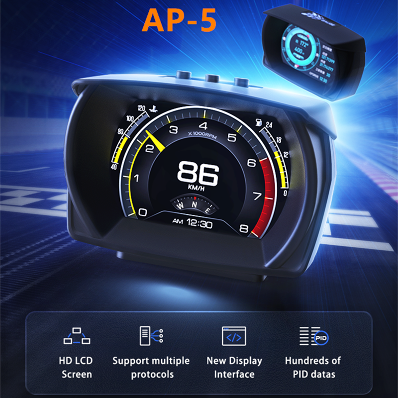 2022 New Product Factory Direct Car Digital Diagnostic Scanner OBD2+GPS+Slope Meter Smart Gauge HUD Head Up Display
