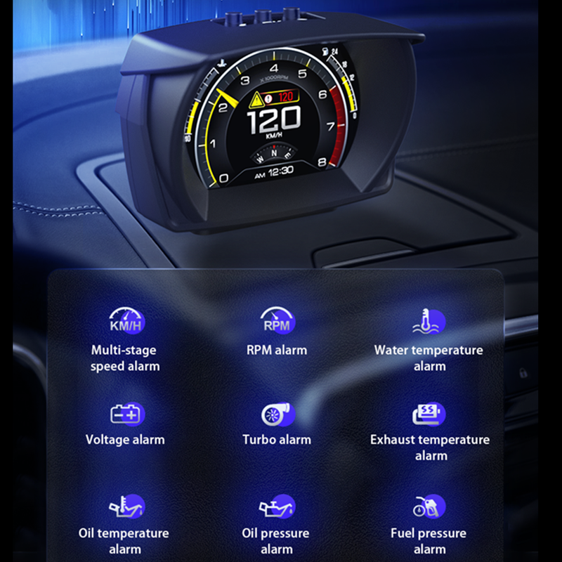 2022 New Product Factory Direct Car Digital Diagnostic Scanner OBD2+GPS+Slope Meter Smart Gauge HUD Head Up Display